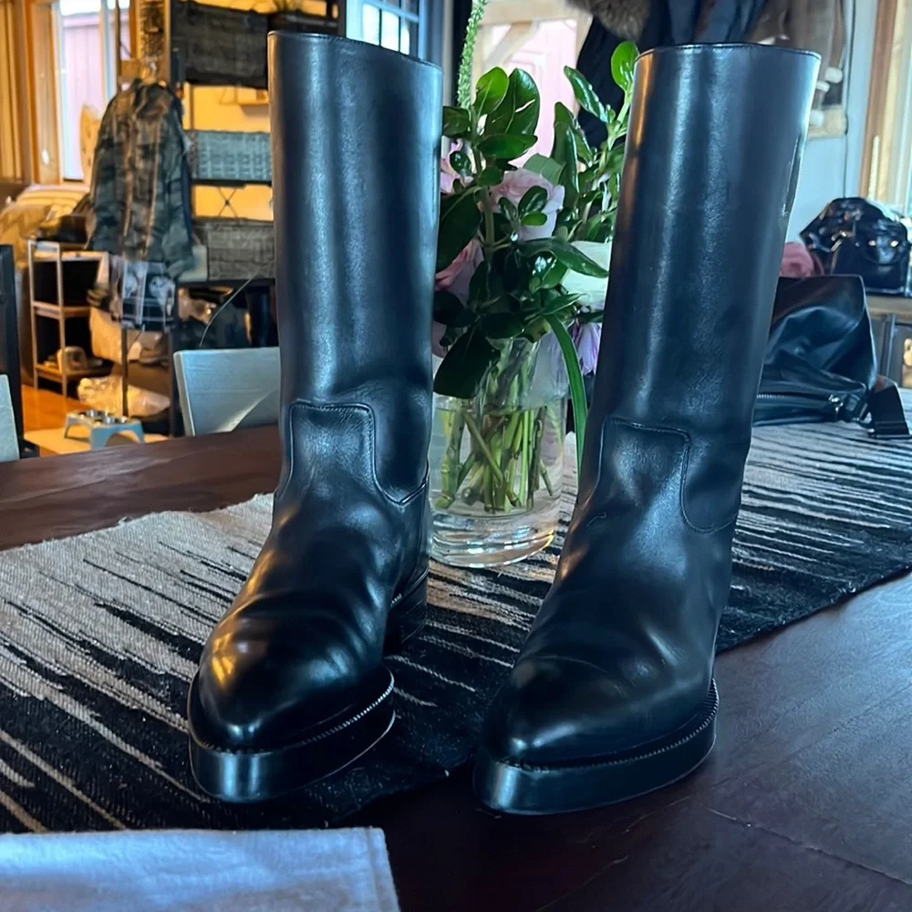 PRADA Pull-on Lug Leather Boots Size 39 - Picture 2 of 7